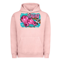 Pigment Salmon fight with boxing gloves and cancer ribbon Urban Hoodie - AdoDesignShop