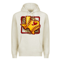 Oatmeal Heather leopard softball texas map Premium Hoodie - Jasminsmagicworld