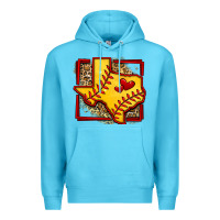 Ocean Blue leopard softball texas map Premium Hoodie - Jasminsmagicworld