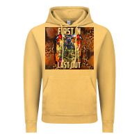 Vintage Mustard first in last out firefighter Vintage Hoodie - AdoDesignShop