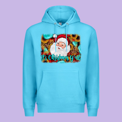 It's Christmas Y'all Background Premium Hoodie Designed By Jahusdesignshop