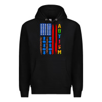 Black autism american flag Premium Hoodie - AdoDesignShop