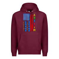 Burgundy autism american flag Premium Hoodie - AdoDesignShop