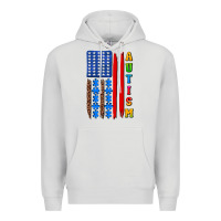 Dove Grey autism american flag Premium Hoodie - AdoDesignShop