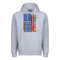 Heather Grey autism american flag Premium Hoodie - AdoDesignShop