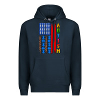 Navy autism american flag Premium Hoodie - AdoDesignShop