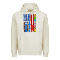 Oatmeal Heather autism american flag Premium Hoodie - AdoDesignShop