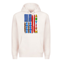 Pale Pink autism american flag Premium Hoodie - AdoDesignShop