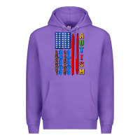 Purple autism american flag Premium Hoodie - AdoDesignShop