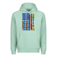 Seafoam autism american flag Premium Hoodie - AdoDesignShop