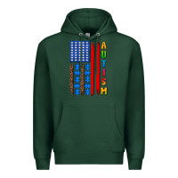 Sports Green autism american flag Premium Hoodie - AdoDesignShop