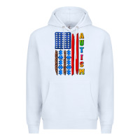White autism american flag Premium Hoodie - AdoDesignShop