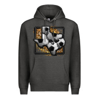 Charcoal Heather leopard soccer texas map Premium Hoodie - Jasminsmagicworld