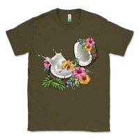Army Green coconut with tropical leavers and flowers Classic Tee - BarkalooDesign