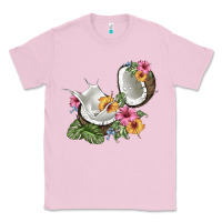 Bubblegum Pink coconut with tropical leavers and flowers Classic Tee - BarkalooDesign