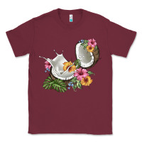 Burgundy coconut with tropical leavers and flowers Classic Tee - BarkalooDesign