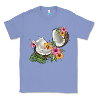 Colony Blue coconut with tropical leavers and flowers Classic Tee - BarkalooDesign