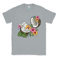 Heather Grey coconut with tropical leavers and flowers Classic Tee - BarkalooDesign
