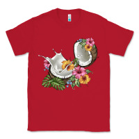 Red coconut with tropical leavers and flowers Classic Tee - BarkalooDesign
