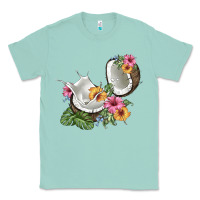 Seafoam coconut with tropical leavers and flowers Classic Tee - BarkalooDesign