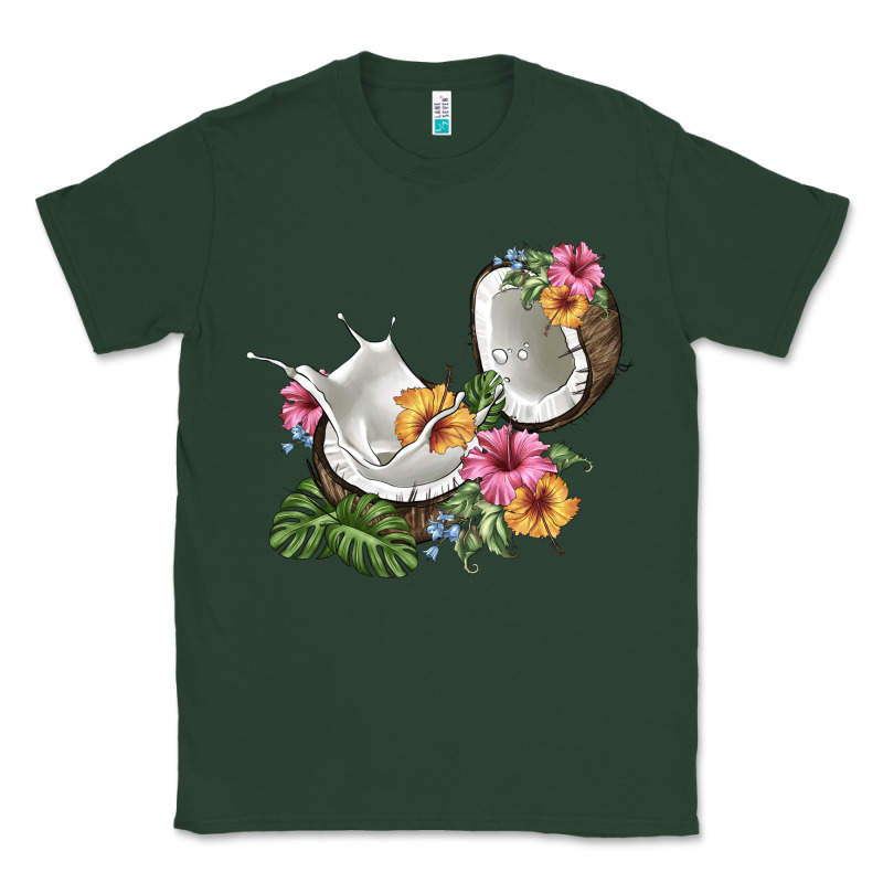 Coconut With Tropical Leavers And Flowers Classic Tee by BarkalooDesign | Teevron