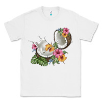 White coconut with tropical leavers and flowers Classic Tee - BarkalooDesign