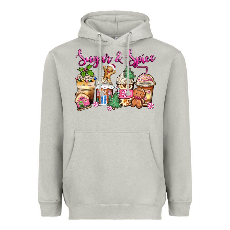 Sugar And Spice Pink Gingerbread Coffee Cups Heavyweight Hoodie by Zillion Design Studio | Teevron