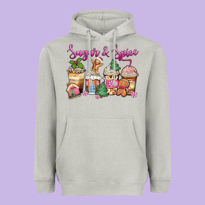Heavyweight Hoodie sugar and spice pink gingerbread coffee cups