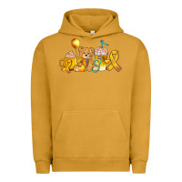 Pigment Peanut Butter childhood cancer ribbon and coffee cups Urban Hoodie - AdoDesignShop