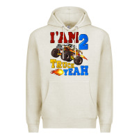 Oatmeal Heather i'am two truck yeah Premium Hoodie - Artiststas