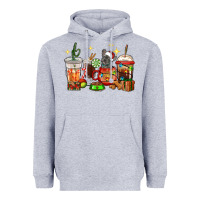 Heather Grey Christmas coffee cups with French Bulldog Heavyweight Hoodie - RanaPortraitStore