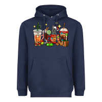 Navy Christmas coffee cups with French Bulldog Heavyweight Hoodie - RanaPortraitStore