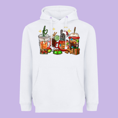 Heavyweight Hoodie Christmas coffee cups with French Bulldog