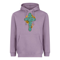 Lavender gemstone cross with sunflowers and butterflies Heavyweight Hoodie - texasbilliewilder