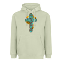 Matcha gemstone cross with sunflowers and butterflies Heavyweight Hoodie - texasbilliewilder