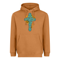 Meerkat gemstone cross with sunflowers and butterflies Heavyweight Hoodie - texasbilliewilder