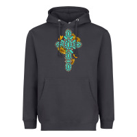 Smoke gemstone cross with sunflowers and butterflies Heavyweight Hoodie - texasbilliewilder