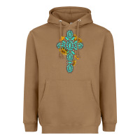 Toasted Coconut gemstone cross with sunflowers and butterflies Heavyweight Hoodie - texasbilliewilder