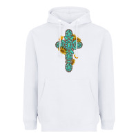 White gemstone cross with sunflowers and butterflies Heavyweight Hoodie - texasbilliewilder