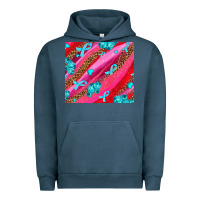 Pigment Midnight Navy cancer boxing gloves and cancer ribbon Urban Hoodie - AdoDesignShop