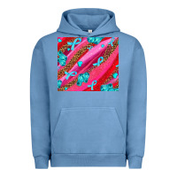 Pigment Pebble Blue cancer boxing gloves and cancer ribbon Urban Hoodie - AdoDesignShop