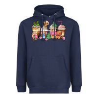 Navy pink gingerbread coffee cups Heavyweight Hoodie - Zillion Design Studio