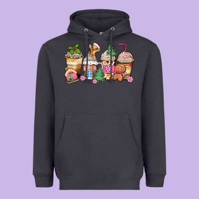 Heavyweight Hoodie pink gingerbread coffee cups
