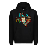 Black bullskull texas map Premium Hoodie - JahusDesignShop