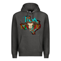 Charcoal Heather bullskull texas map Premium Hoodie - JahusDesignShop