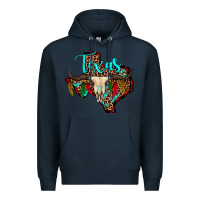 Navy bullskull texas map Premium Hoodie - JahusDesignShop
