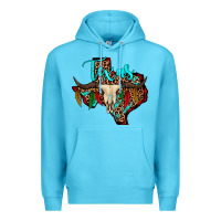 Ocean Blue bullskull texas map Premium Hoodie - JahusDesignShop