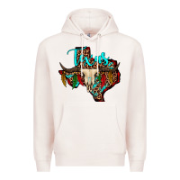 Pale Pink bullskull texas map Premium Hoodie - JahusDesignShop