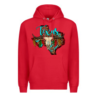 Red bullskull texas map Premium Hoodie - JahusDesignShop