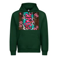 Forest Green western pattern pink with floral cancer ribbon Urban Hoodie - AdoDesignShop